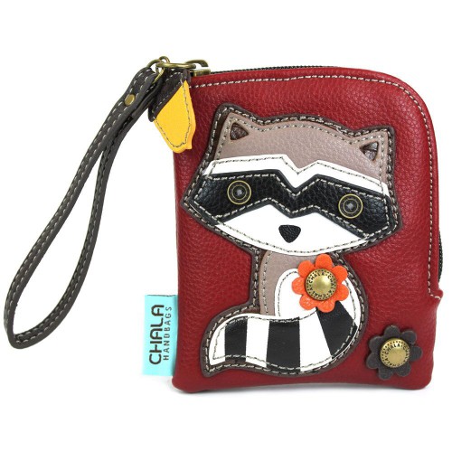 Simple Zip Wallet - Raccoon (Burgundy)