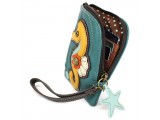 Simple Zip Wallet - Sea Horse (Dark Teal)