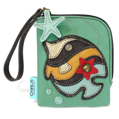 Simple Zip Wallet - Tropical Fish (Teal)