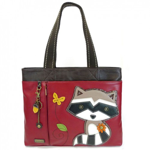 Big Zip Tote  - Raccoon  (Burgundy)