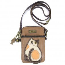 Cell Phone Xbody Bag - LaZzy Cat (Brown)