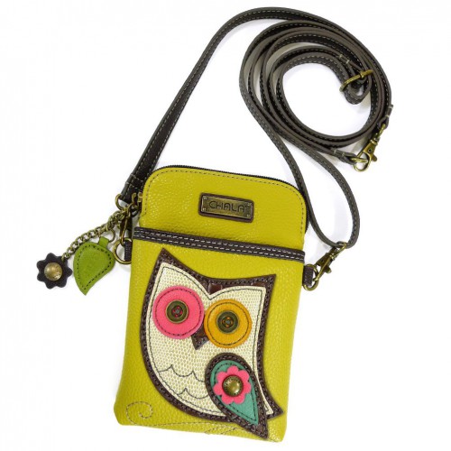 Cell Phone Xbody Bag - Colorful Owl (Mustard)