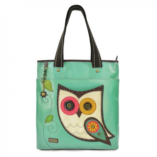 Zip Everyday Tote  - Colorful Owl (Teal)