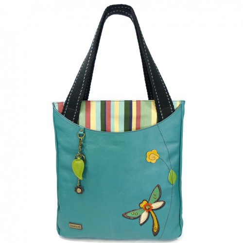 Striped Zip Tote  - Dragonfly  (Dark Teal)