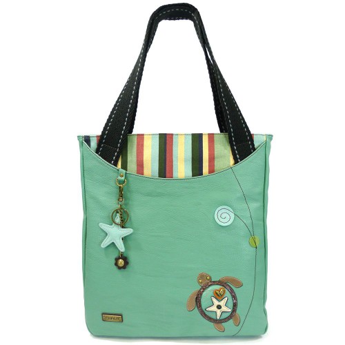 Striped Zip Tote  - Sea Turtle  (Teal)